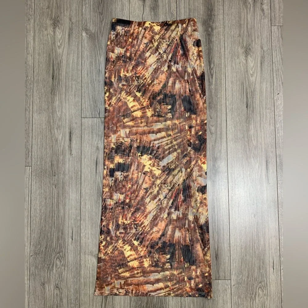 RONNY KOBO X Free People Madrid Skirt -‎ Brown Tie Dye Size Small NWOT